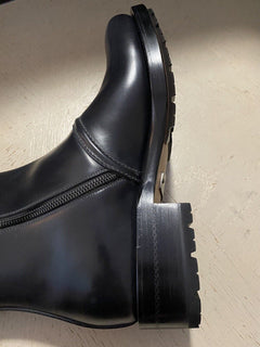 Neu $ 1595 Ermenegildo Zegna Couture Kalbsleder Stiefel Schuhe MD Grau 10 US