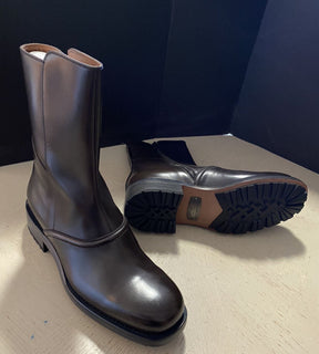 Neu $ 1595 Ermenegildo Zegna Couture Kalbsleder Stiefel Schuhe DK Braun 11 US