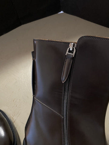 New $1595 Ermenegildo Zegna Couture Calfskin Leather Boots Shoes DK Brown 11 US