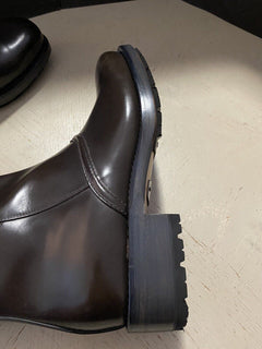 Neu $ 1595 Ermenegildo Zegna Couture Kalbsleder Stiefel Schuhe DK Braun 11 US