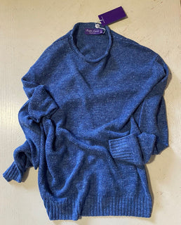Neu mit Etikett: 695 $ Ralph Lauren Purple Label Herren-Rundhalspullover aus Leinen/Seide L Italien