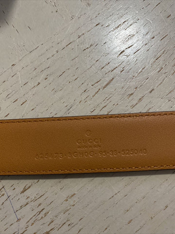 New Gucci Mens Leather Belt Gucci Monogram Brown 95/38 Italy