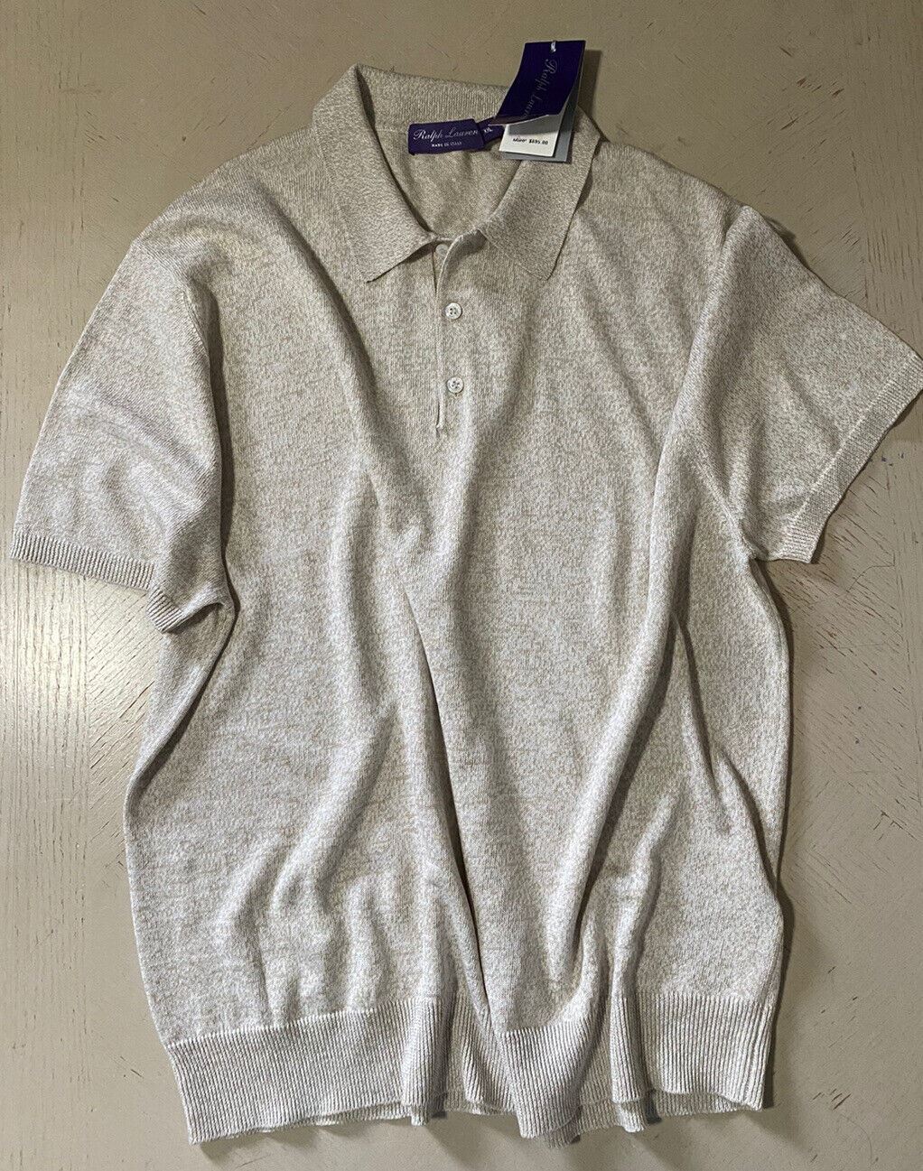 NWT $695 Ralph Lauren Purple Label Мужская рубашка поло цвета камня XXL Италия
