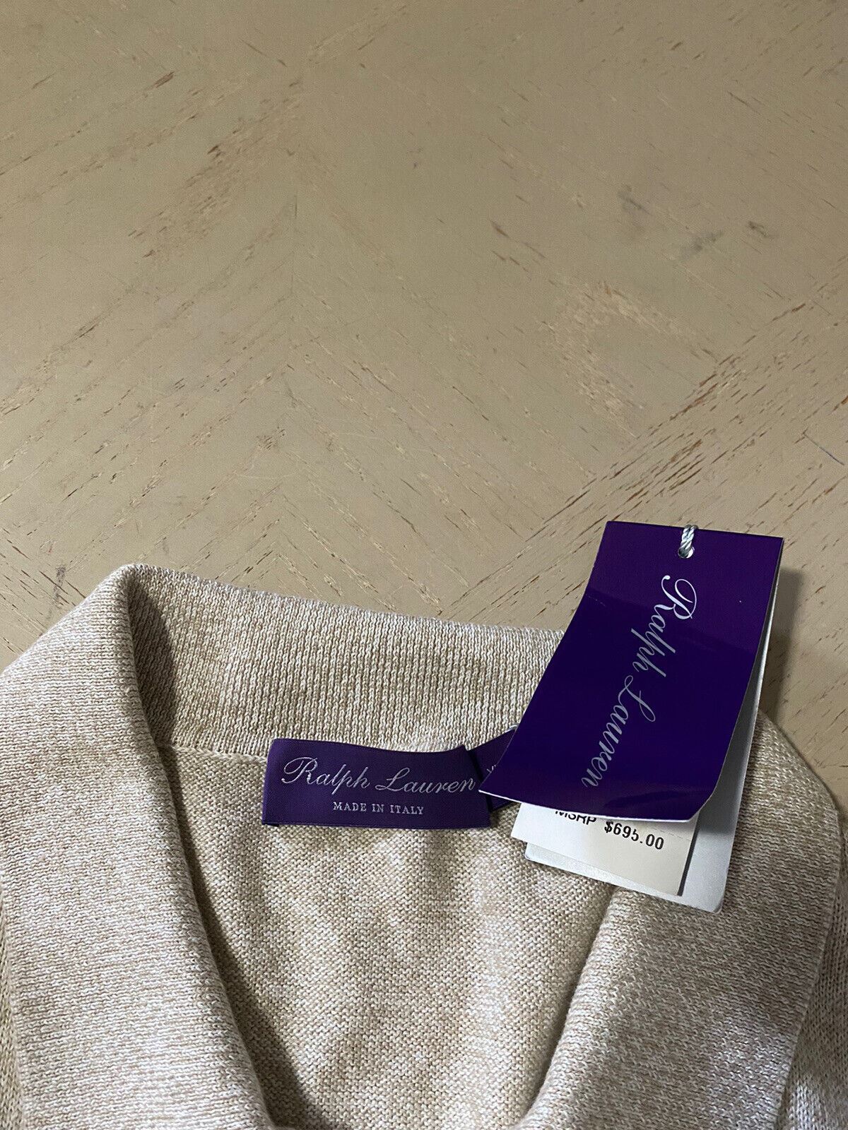 Neu mit Etikett: 695 $ Ralph Lauren Purple Label Herren-Poloshirt Farbe Stone XXL Italien