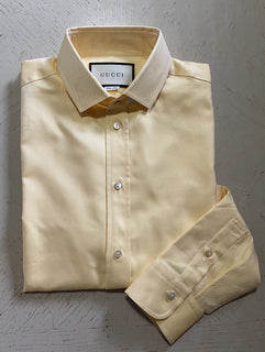 Neues Gucci Herren-Langarmhemd, Farbe Buttercup/Gelb, Größe S, Italien