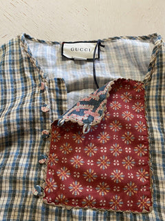 Neues Gucci Country Check-Hemd im Wert von 1200 $ Blau/Rot/Grün Größe 46 EU Italien