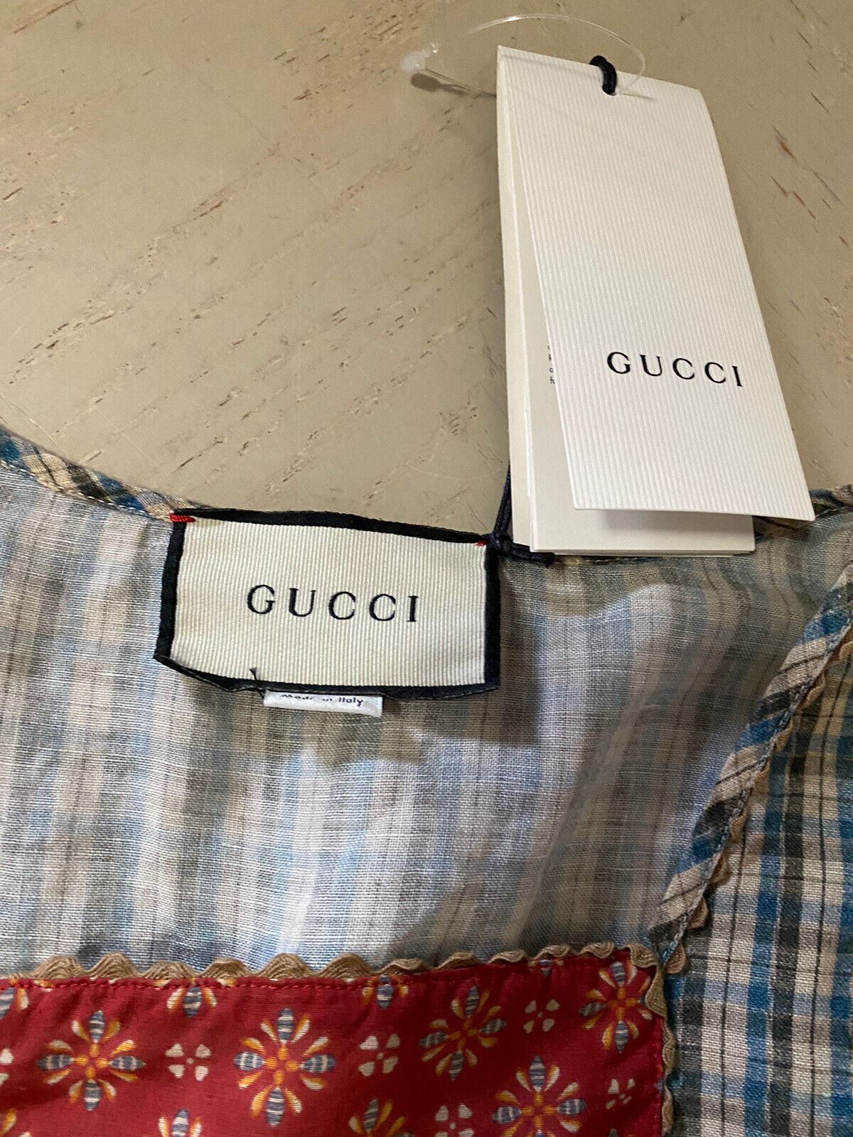 New $1200 Gucci Country Check Shirt Blue/Red/Green Size 46 Eu Italy
