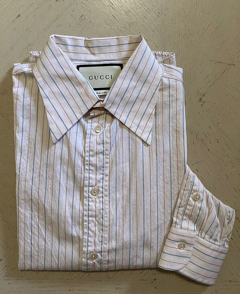 gucci mens dress shirt New Gucci Men's Dress Shirt White/Multicolor 39/15.5 Italy – BAYSUPERSTORE