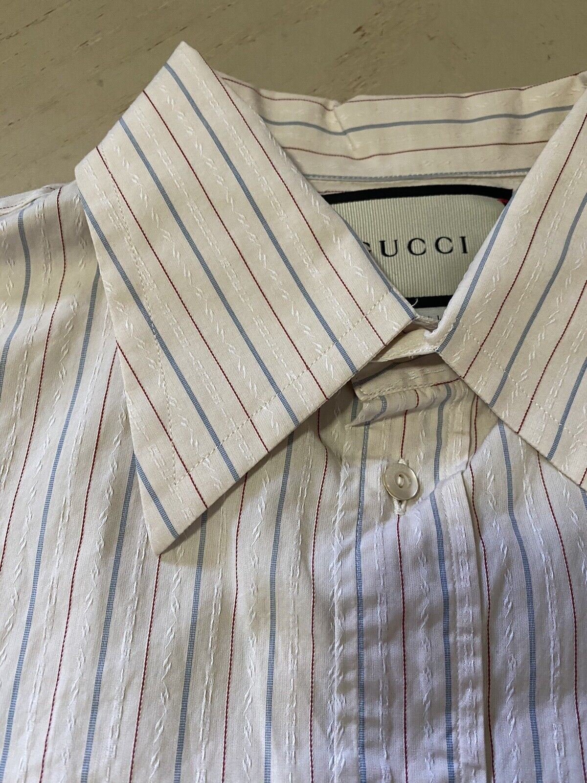 New Gucci Men’s Dress Shirt White/Multicolor 39/15.5 Italy