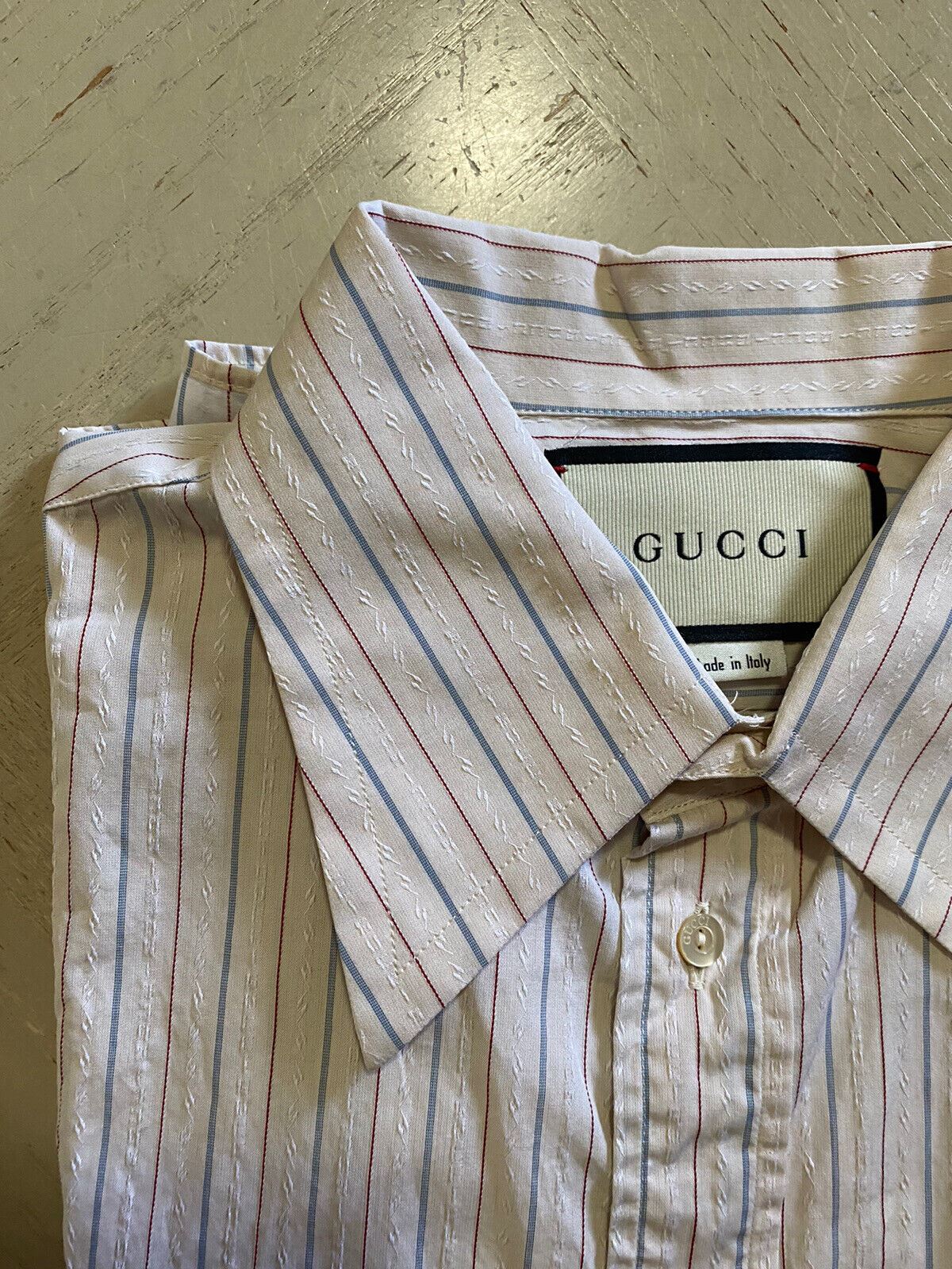 New Gucci Men’s Dress Shirt White/Multicolor 39/15.5 Italy