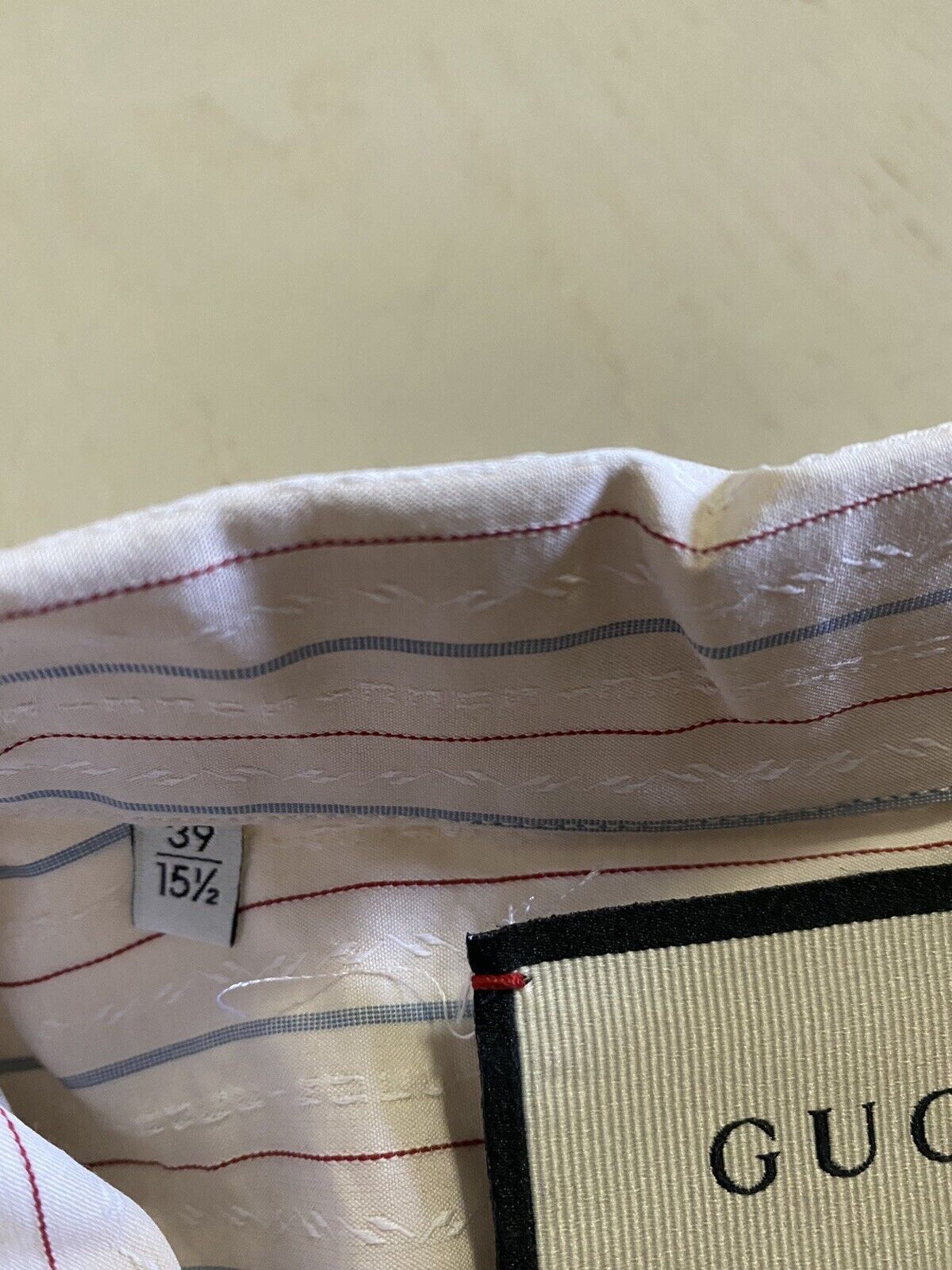 Новая мужская классическая рубашка Gucci Белый/Разноцветный 39/15.5 Италия