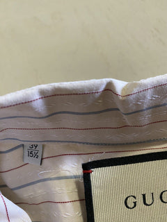 New Gucci Men’s Dress Shirt White/Multicolor 39/15.5 Italy
