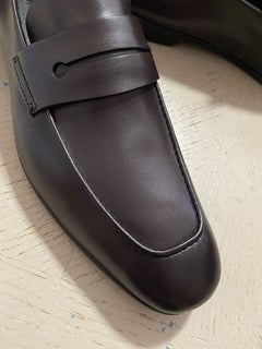 Neu $775 Ermenegildo Zegna Iconic Mokassin-Leder-Loafer-Schuh DK Brown 10,5 US