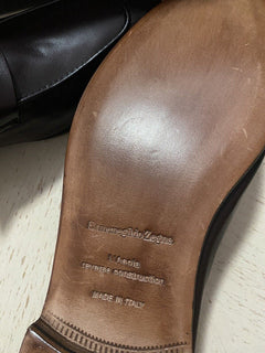 Neu $775 Ermenegildo Zegna Iconic Mokassin-Leder-Loafer-Schuh DK Brown 10,5 US