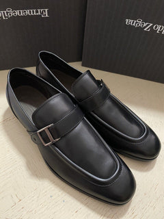Neu $795 Ermenegildo Zegna Mokassin-Leder-Loafer-Schuh Schwarz 13 US Italien