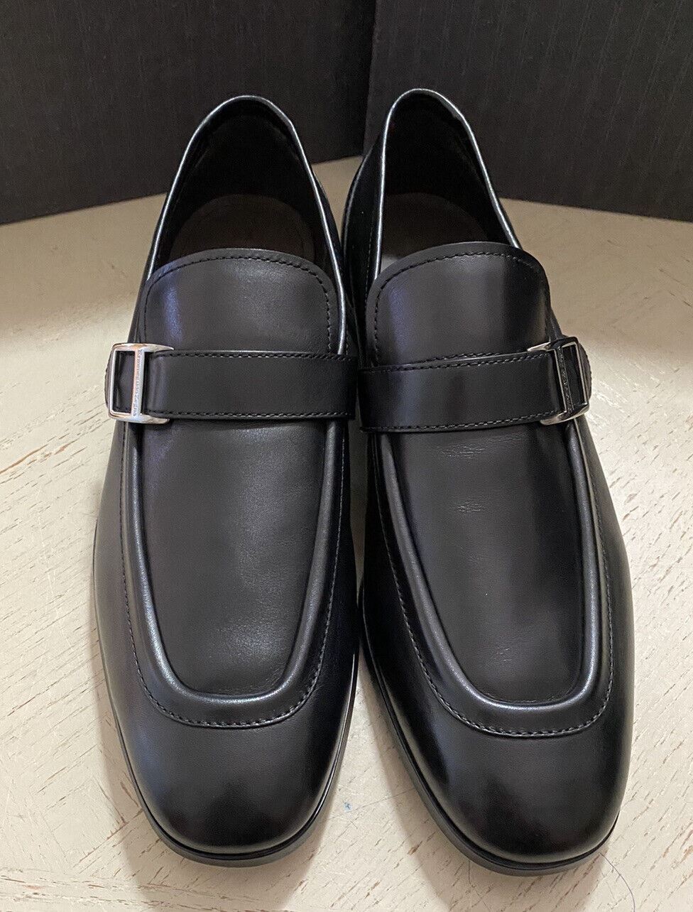 New $795 Ermenegildo Zegna Moccasin Leather Loafers Shoe Black 13 US Italy