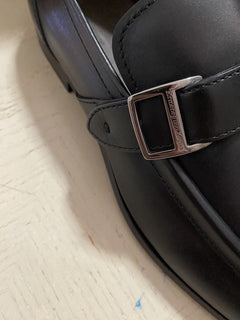 Neu $795 Ermenegildo Zegna Mokassin-Leder-Loafer-Schuh Schwarz 13 US Italien