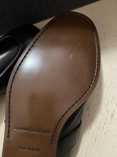 Neu $795 Ermenegildo Zegna Mokassin-Leder-Loafer-Schuh Schwarz 13 US Italien