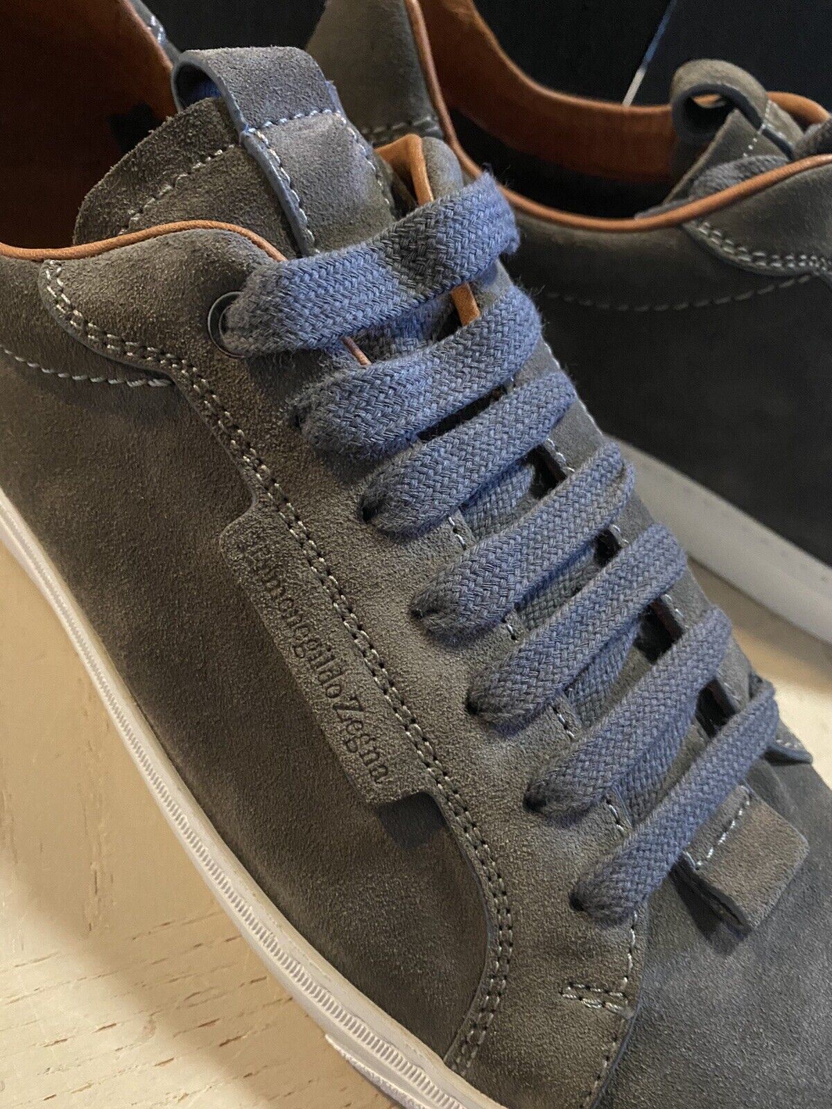 New $495 Ermenegildo Zegna Suede Sneakers Shoes DK Gray 11 US Italy