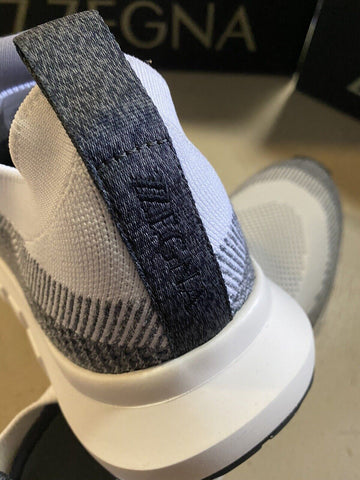 Neu $495 Z Zegna Herren Sock Runners Sneakers Schuhe Weiß/Grau 10,5 US/43,5 Eu
