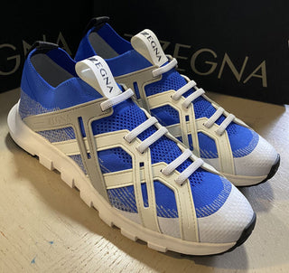 Neu $495 Z Zegna Herren Sock Runners Sneakers Schuhe MD Blau/Weiß 10,5 US/43,5 Eu