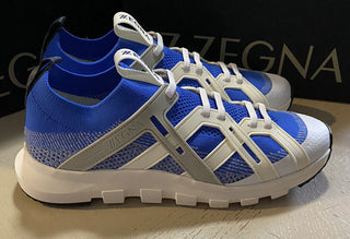 Neu $495 Z Zegna Herren Sock Runners Sneakers Schuhe MD Blau/Weiß 10,5 US/43,5 Eu