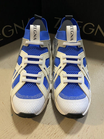 Neu $495 Z Zegna Herren Sock Runners Sneakers Schuhe MD Blau/Weiß 10,5 US/43,5 Eu