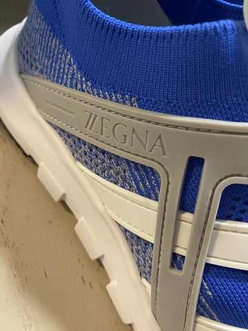 Neu $495 Z Zegna Herren Sock Runners Sneakers Schuhe MD Blau/Weiß 10,5 US/43,5 Eu