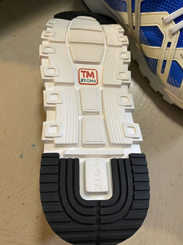 Neu $495 Z Zegna Herren Sock Runners Sneakers Schuhe MD Blau/Weiß 10,5 US/43,5 Eu