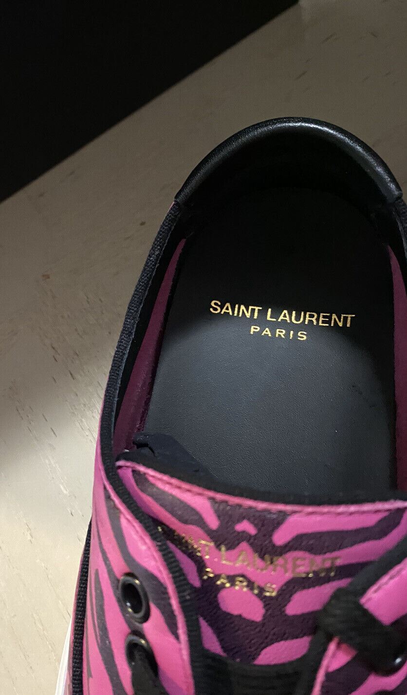 NIB $525 Saint Laurent Women Leather Sneakers Shoes Black/Pink 7.5 US/37.5 Eu