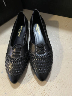 NIB $695 Saint Laurent Smooth Leader Nina Ballerinas, Schwarz, 7 US/37 Eu