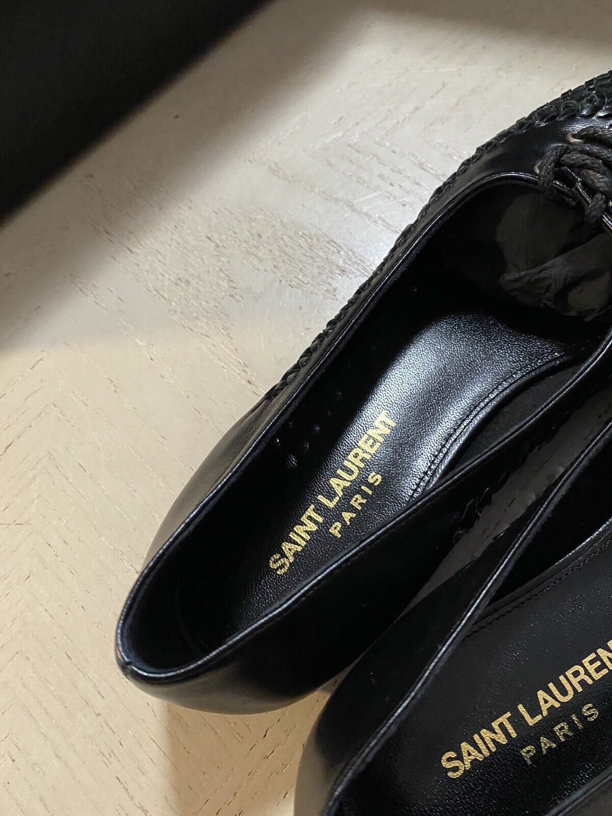 NIB $695 Saint Laurent Smooth Leader Nina Ballerinas, Schwarz, 7 US/37 Eu