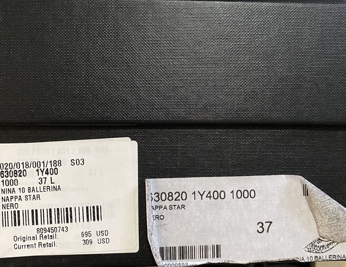 NIB $695 Saint Laurent Smooth Leader Nina Ballerinas, Schwarz, 7 US/37 Eu