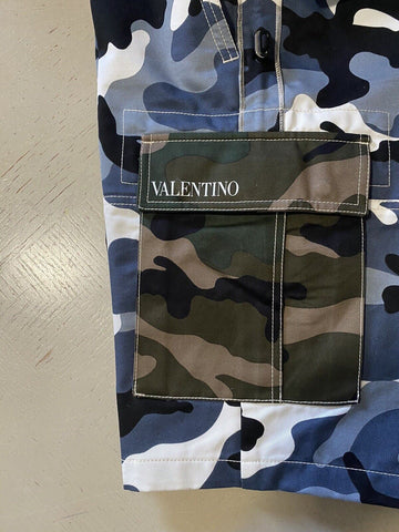 NWT $1350 Valentino Men Military Cotton Short Pants Black/White/Blue 36 Italy