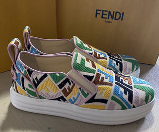 NIB Fendi Damen-Slipper „Fendi Rise“ FF Vertigo-Logo Pink/Multi 9 US