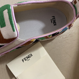 NIB Fendi Damen-Slipper „Fendi Rise“ FF Vertigo-Logo Pink/Multi 9 US