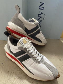 Neue Lanvin Herren Nylon/Wildleder BumpR Sneakers Schuhe Weiß/Grau 13 US/46 Eu