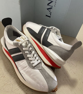 Neue Lanvin Herren Nylon/Wildleder BumpR Sneakers Schuhe Weiß/Grau 13 US/46 Eu
