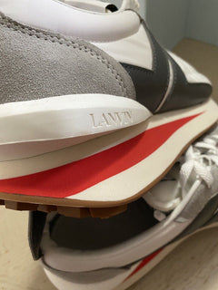 Neue Lanvin Herren Nylon/Wildleder BumpR Sneakers Schuhe Weiß/Grau 13 US/46 Eu