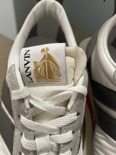 Neue Lanvin Herren Nylon/Wildleder BumpR Sneakers Schuhe Weiß/Grau 13 US/46 Eu
