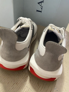 Neue Lanvin Herren Nylon/Wildleder BumpR Sneakers Schuhe Weiß/Grau 13 US/46 Eu