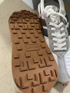 Neue Lanvin Herren Nylon/Wildleder BumpR Sneakers Schuhe Weiß/Grau 13 US/46 Eu