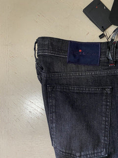 Neu mit Etikett: 1095 $ Kiton Herren-Jeans mit geradem Bein, schmale Passform, DK-Grau, 36 US