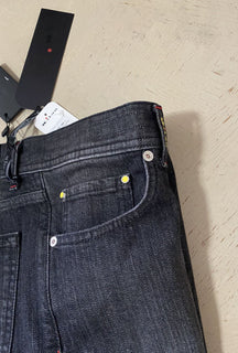 Neu mit Etikett: 1095 $ Kiton Herren-Jeans mit geradem Bein, schmale Passform, DK-Grau, 36 US