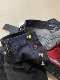 Neu mit Etikett: 1095 $ Kiton Herren-Jeans mit geradem Bein, schmale Passform, DK-Grau, 36 US