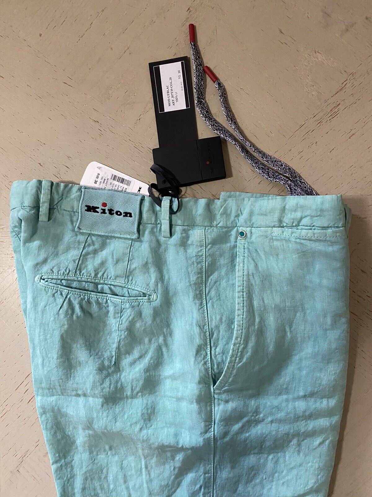 NWT $995 Kiton Mens Linen Short Pants Seafoam Green 36 US/ 52 Eu Italy