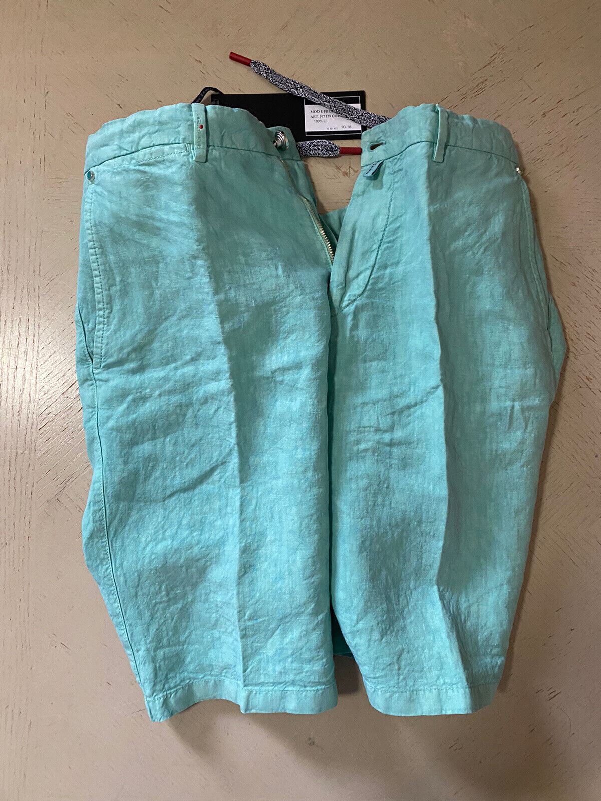 NWT $995 Kiton Mens Linen Short Pants Seafoam Green 36 US/ 52 Eu Italy