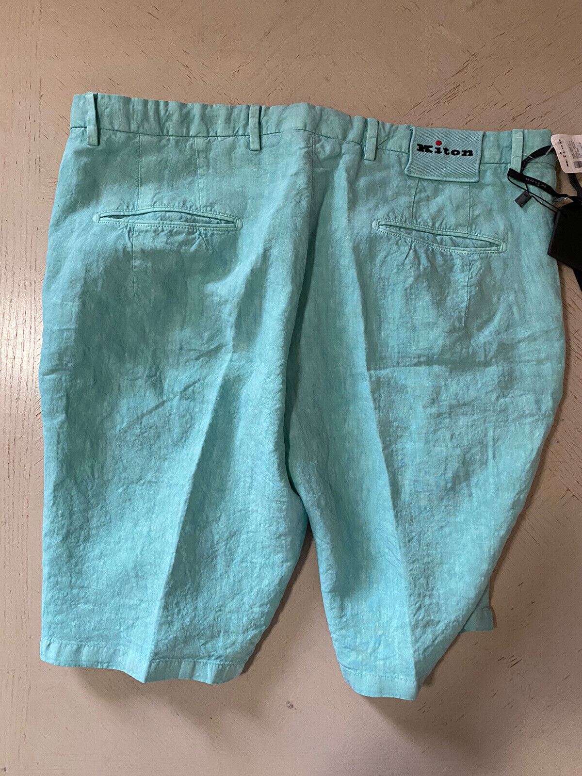 NWT $995 Kiton Mens Linen Short Pants Seafoam Green 36 US/ 52 Eu Italy