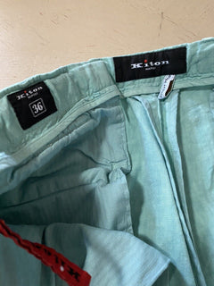 Neu mit Etikett: 995 $ Kiton Herren-Leinen-Kurzhose Seafoam Green 36 US/ 52 Eu Italien