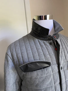 Neue $2995 Kiton Herren-Overshirt-Jacke aus Baumwolle/Kaschmir, Grau, 46 US/56 EU, Italien